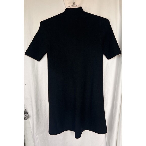 Theory Black Wool Blend Mock Neck Short Sleeve Sweater Dress S Minimal Classic - Picture 3 of 6